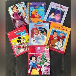 Vintage 90s Disney coloring activity books, princesses, Pooh, Mickey